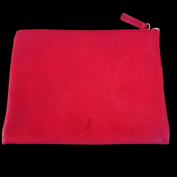 Lancel Paris Zip Pouch Red Makeup Travel Clutch Bag Air France First Class - Picture 3 of 4